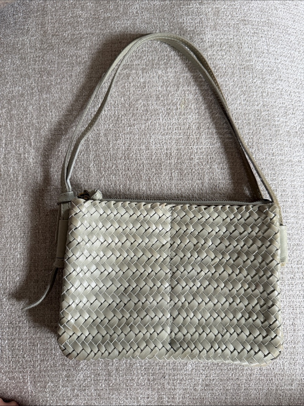Woven Madewell Leather Shoulder Bag in Light Sage